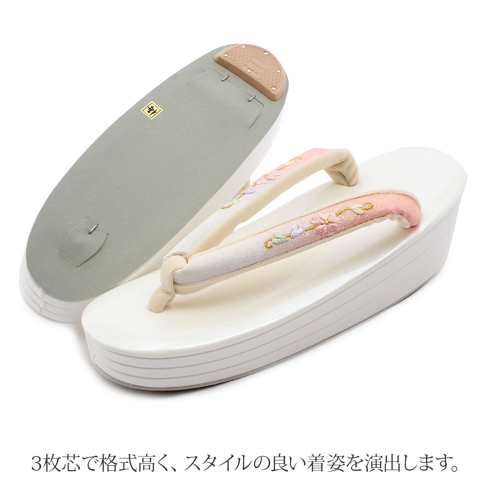 振袖用,袴用,訪問着用,三枚芯刺繍花緒草履