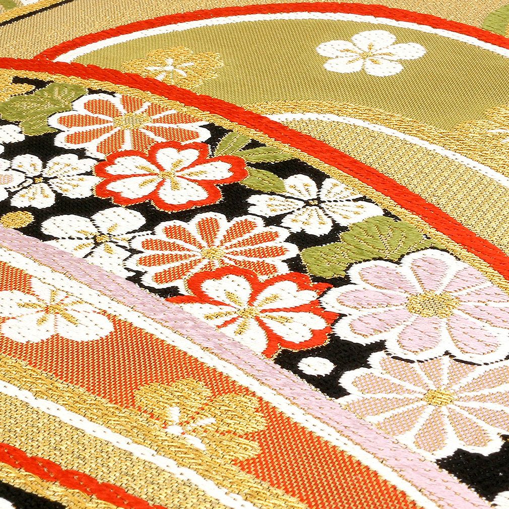 振袖 帯 袋帯 成人式 ＜ゴールド／吉祥文に花づくし＞ 西陣織 ＜大光