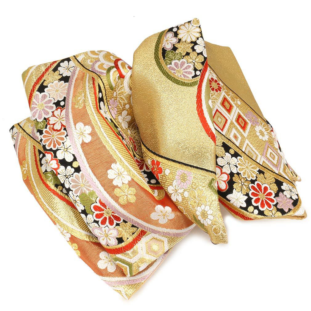 振袖 帯 袋帯 成人式 ＜ゴールド／吉祥文に花づくし＞ 西陣織 ＜大光
