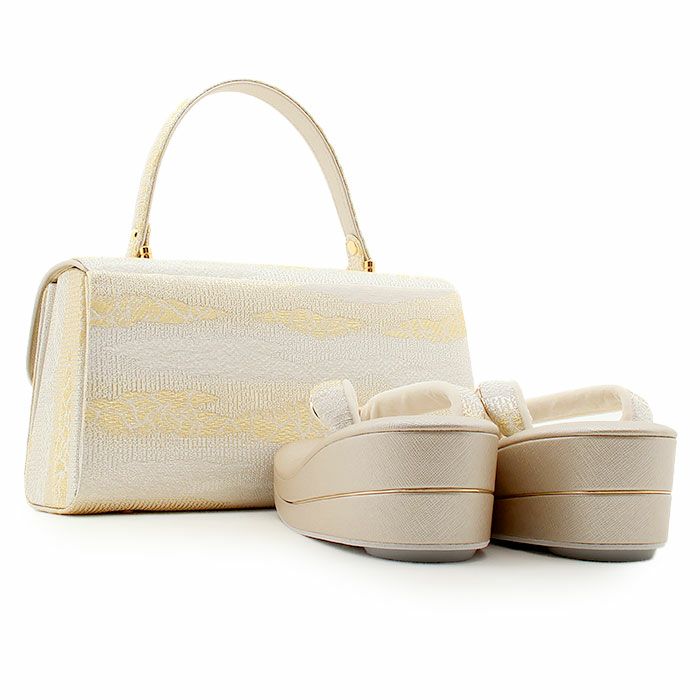 草履バッグセット留袖用訪問着用華三彩KissteオリジナルSMLLLサイズゴールドシャンパンゴールドシルバー雲取り霞織り生地2枚芯日本製小さいサイズ大きいサイズ優花緒痛くない黒留袖色留袖礼装用フォーマル結婚式ぞうり草履草履バック着物