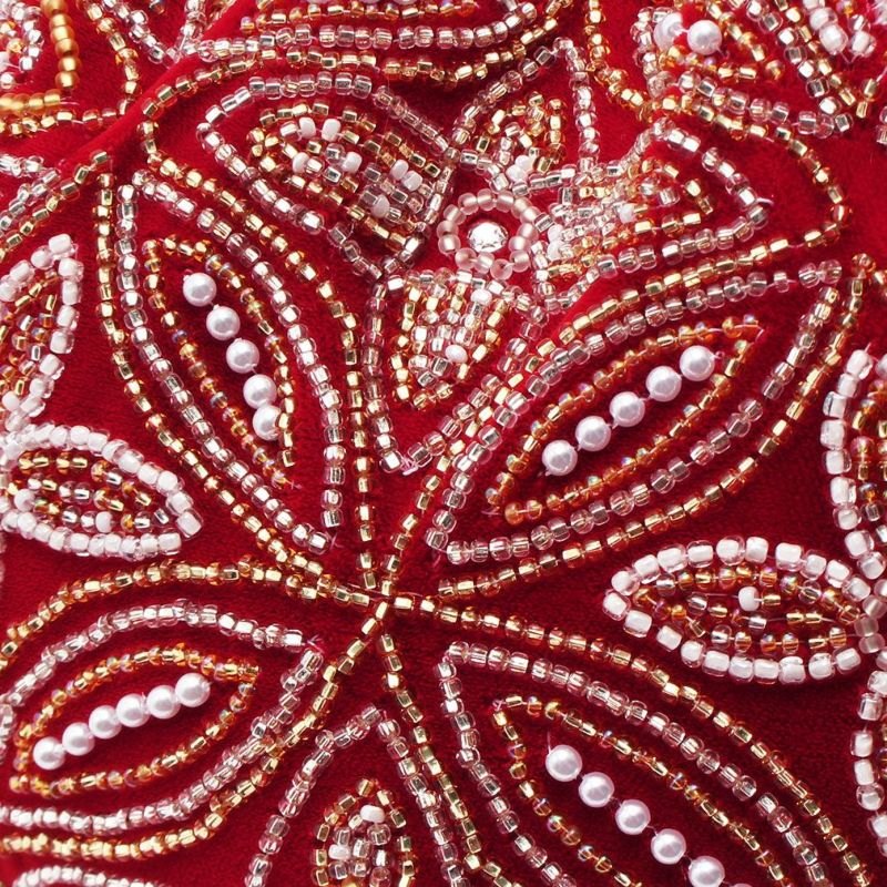 一点物✨美品✨ビーズバッグ 手刺繍 お花柄 総柄 レトロ 着物