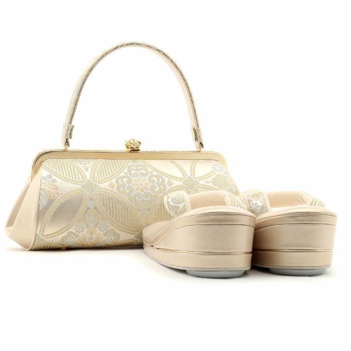 草履バッグセット留袖訪問着紗織沙織SMLLLサイズフリーサイズ小さいサイズ大きいサイズゴールドシルバー七宝華紋様日本製綴れ織草履バックセット草履バック草履バッグ草履バッグセット礼装着物結婚式