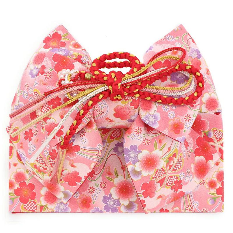 七五三》御祝帯 子供用 作り帯 日本製 ＜中寸・大寸＞ ＜ピンク／舞桜 