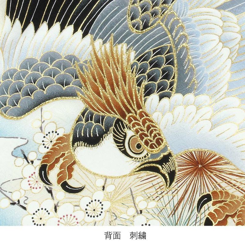 お宮参り 着物 男の子 産着 祝い着 白 鷹に虎 正絹 のしめ 掛け