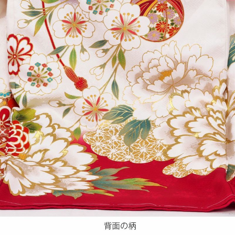 お宮参り 着物 女の子 産着 祝い着 白 紫 赤 まり 鞠 万寿菊 刺繍 正絹