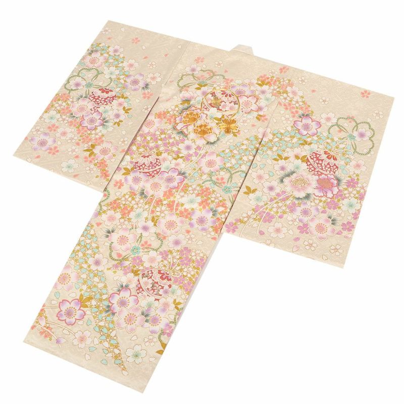 【新品】日本製 スキンベージュ お宮参り 産着 正絹 刺繍入り たとう紙 襦袢付 京美 お宮参り 着物 女の子 絹100％ 正絹初着 産着 白色 孔雀