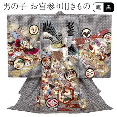 お宮参り 着物 男の子 産着 祝い着 青 龍 竜 富士 松 兜 正絹 のしめ