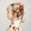 髪飾り成人式振袖袴花飾り花赤ピンクオレンジ金白全3タイプかみかざりヘアアクセ振袖振り袖