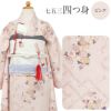 七五三四つ身着物3点セットbonheursaisons着物長襦袢重ね衿くすみピンク桜七宝薄灰7歳七歳おんなのこくすみカラーニュアンスカラー子供用ボヌールセゾン