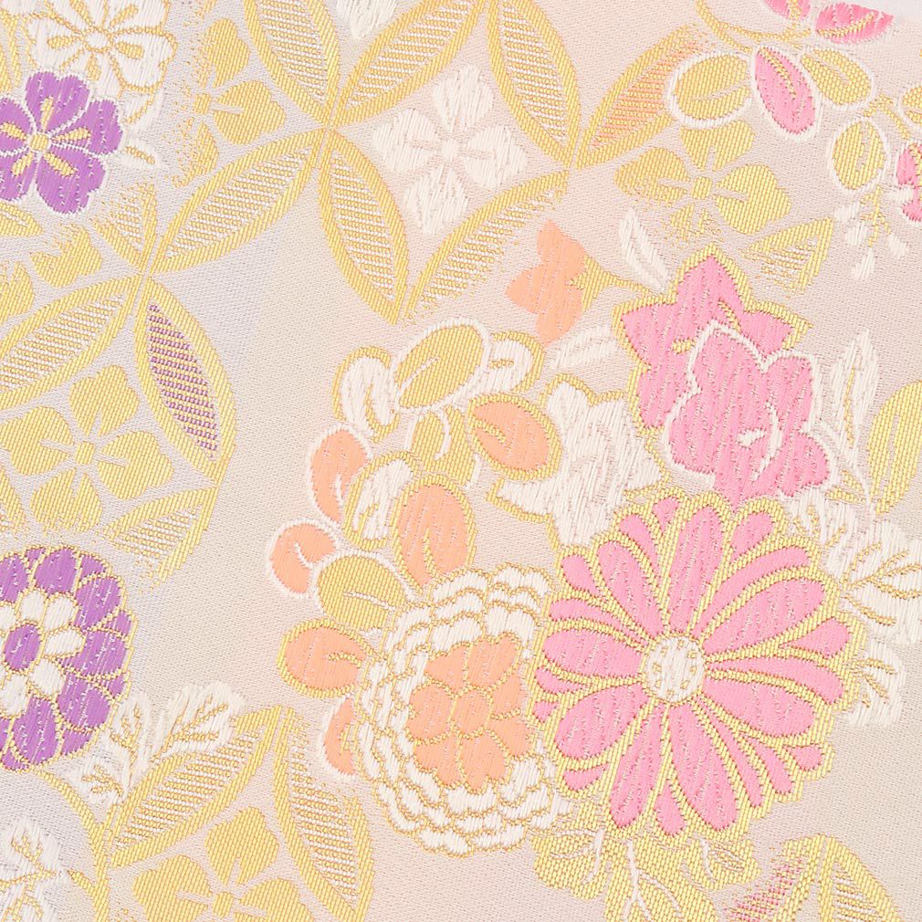 七五三7歳帯作り帯結び帯日本製大寸白薄桃金菊七宝5歳７歳祝い帯祝帯結び帯晴れ着四つ身きもの着物女の子小物和装5歳五歳5才7歳七歳7才