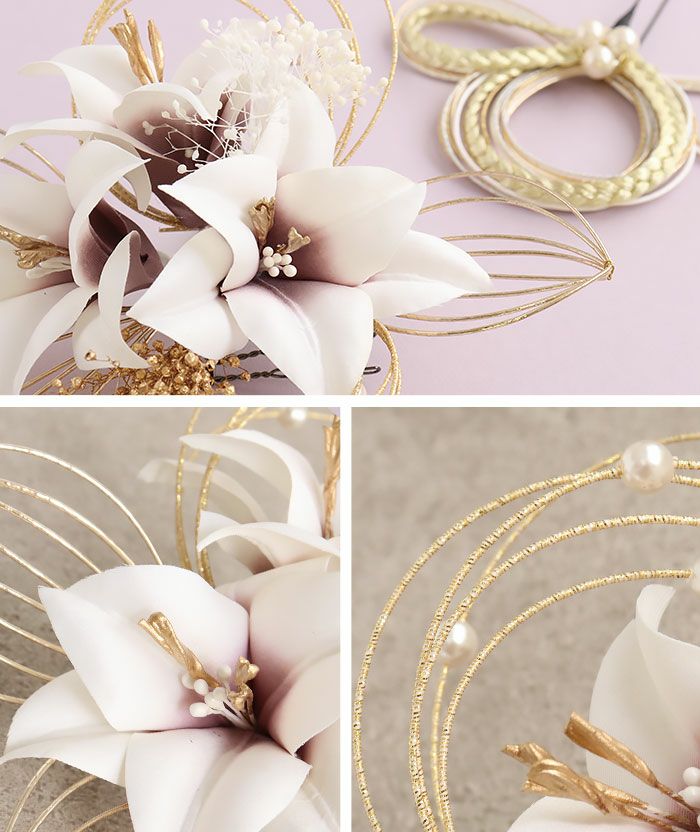 成人式や結婚式の華やかな振袖や卒業袴に合わせたい髪飾りコームとUピンの2個セットでアレンジしやすい髪飾りでおしゃれな振袖コーディネートを演出。