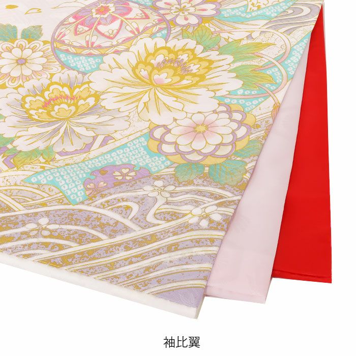 お宮参り 着物 女の子 産着 祝い着 白 紫色 鞠 菊 牡丹 芍薬 万寿菊