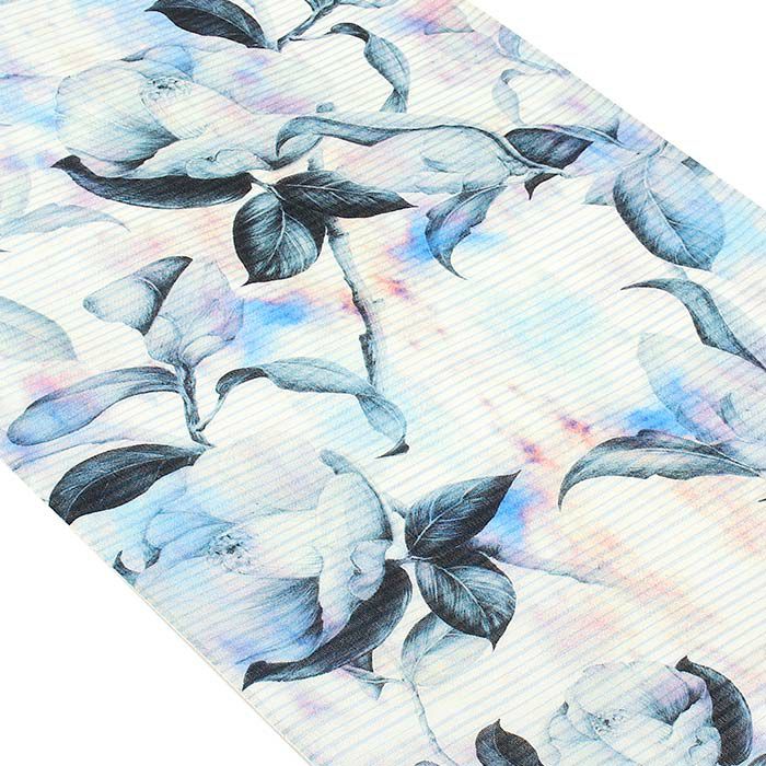 大島紬の軽やかさに琉球藍の豊かな色彩を合わせ持つ仕立て上がり夏袋帯。夏の着物をお洒落上品に装うワンランク上の袋帯