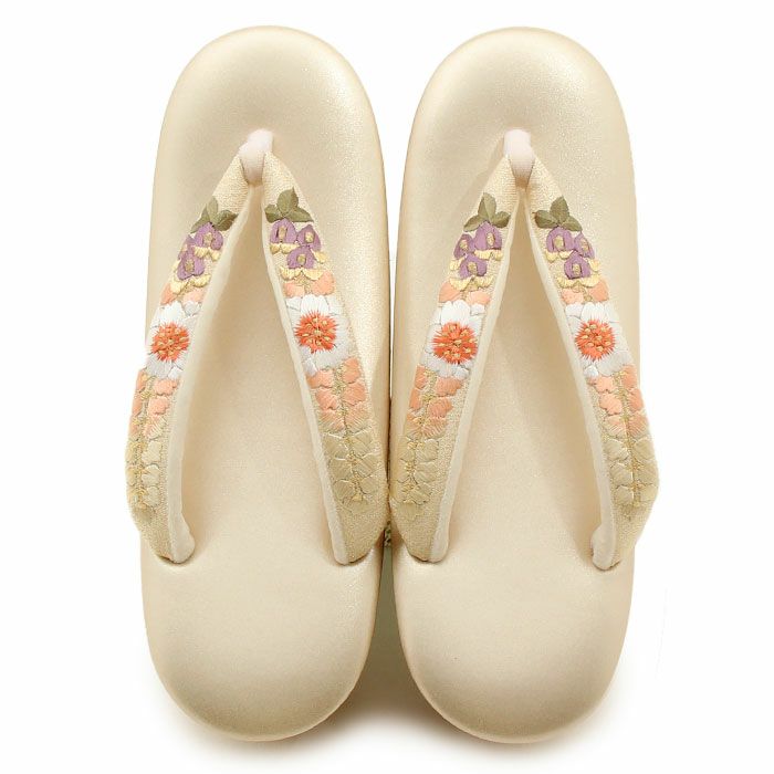 草履バッグセット 成人式 振袖用 成人用 衿秀 Lサイズ クリーム 金 桜