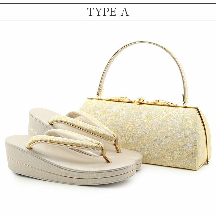 草履バッグセット留袖用訪問着用華三彩KissteオリジナルSMLLLサイズゴールドシャンパンゴールドシルバー花紋斜め取り織り生地2枚芯日本製小さいサイズ大きいサイズ優花緒かぶせ痛くない黒留袖色留袖礼装用フォーマル結婚式ぞうり草履草履バック