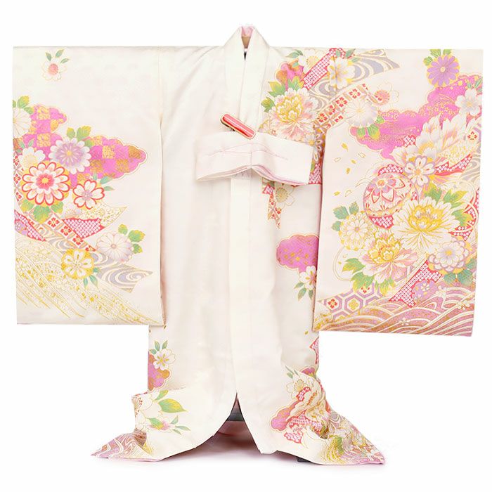 お宮参り着物女の子産着白水色水色ホワイト毬鞠まり牡丹熨斗桜菊吉祥紋金駒刺繍正絹祝い着のしめ掛け着初着服装赤ちゃん販売