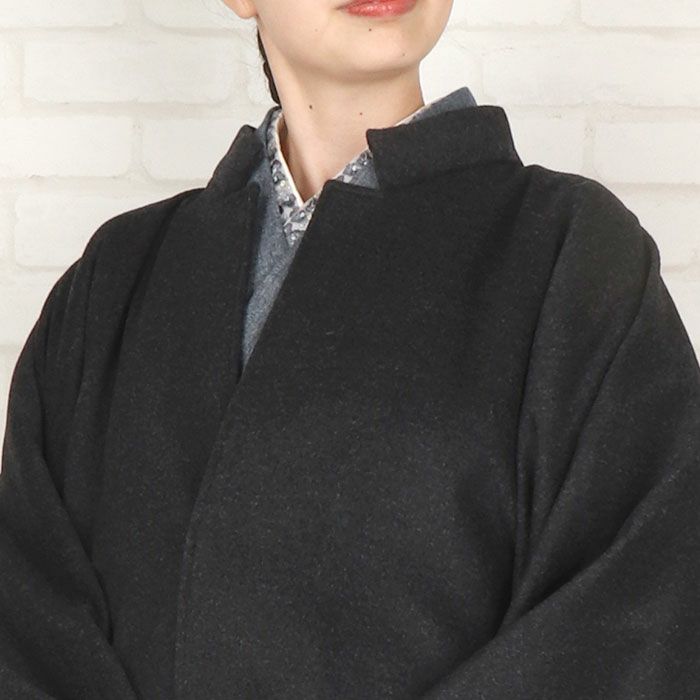 着物コート和装用全3色フリーサイズニュアンスカラーコートキステオリジナルカシミヤ混ウールコート日本製着物用きものコートブラック濃グレーオリーブ和装コート着物用スタンドカラー立衿立ち襟防寒あったか冷え取りに秋冬