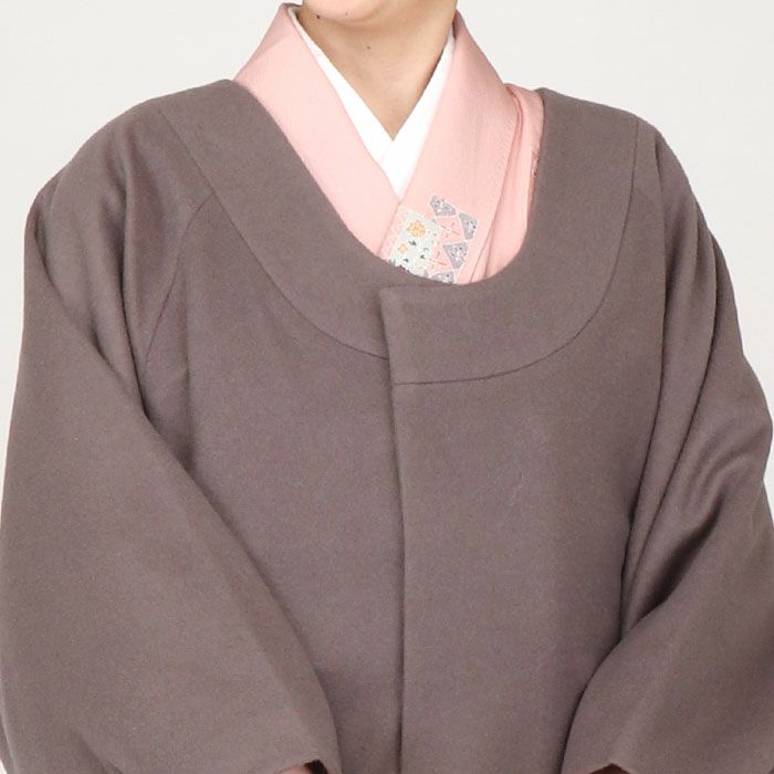 着物コート和装用全3色フリーサイズカシミヤ混ウールコート日本製着物用きものコートモカパープルライトベージュペールブルー和装コート着物用ロング丈千代田衿ラウンドカラー防寒あったか冷え取りに秋冬