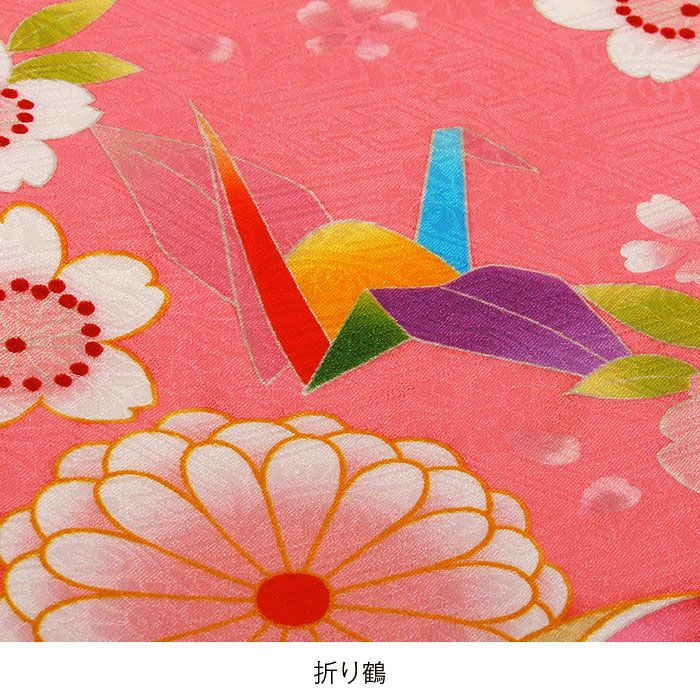 お宮参り着物女の子産着桃赤鞠鈴牡丹兎折鶴牡丹桜玩具柄正絹友禅金駒刺繍金彩新品日本製販売購入きもの祝い着のしめ掛け着初着祝着一つ身服装赤ちゃんベビーウサギうさぎピンクfs