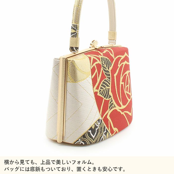 草履バッグセット成人式振袖用草履バッグセット彩小径Mサイズレッド赤ゴールド金バラばら正絹袋帯地2枚芯日本製痛くない振袖卒業袴振り袖ママ振おしゃれはたちぞうり草履草履バック草履バッグ着物