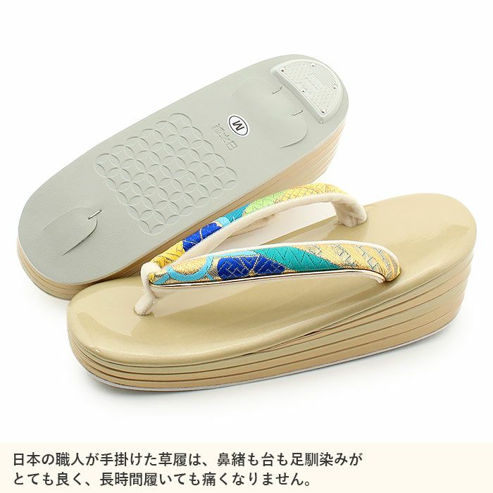 振袖草履バッグセット成人式草履バッグセット振袖用Mサイズブルーゴールド青金花紋松七宝振袖用帯地エナメル5枚芯日本製痛くない振袖卒業袴振り袖ママ振おしゃれはたちぞうり草履草履バック草履バッグ着物