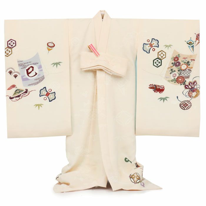 お宮参り着物男の子産着生成凧凧揚げ巳蛇年宝尽くし赤べこ玩具柄吉祥紋正絹友禅京友禅経済産業大臣指定伝統的工芸品金駒刺繍金彩新品日本製販売購入きもの祝い着のしめ掛け着初着祝着一つ身服装赤ちゃんベビー贈答プレゼント御祝いfs