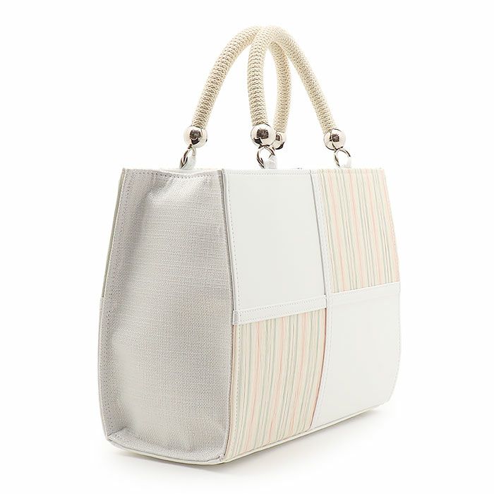 バッグお洒落バッグ着物和装レディース単品カジュアル用春夏彩小径小千谷縮麻合成皮革軽い日本製内フラップベロ付きマグネット付きかばん大きめ大容量お茶席茶会普段カジュアルトートバックストライプバッグ春夏用浴衣残暑