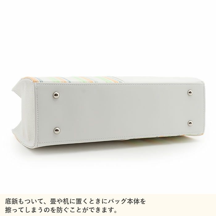 バッグお洒落バッグ着物和装レディース単品カジュアル用春夏彩小径白ピンク青水色小千谷縮麻合皮軽い日本製内フラップベロ付きマグネット付きかばん大きめ大容量お茶席茶会普段カジュアルトートバックストライプバッグ春夏用浴衣fs