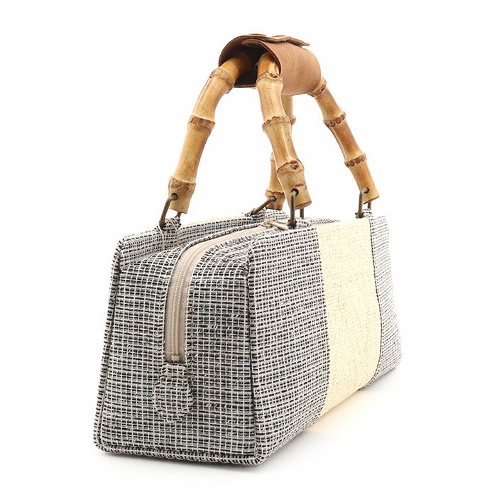 バッグお洒落バッグ着物和装レディース単品カジュアル用春夏秋彩小径紙布薄茶青灰黒軽いバンブーハンドル竹取手カバー付き日本製お茶席茶会普段カジュアル東京浅草製バッグ春夏用浴衣残暑fs