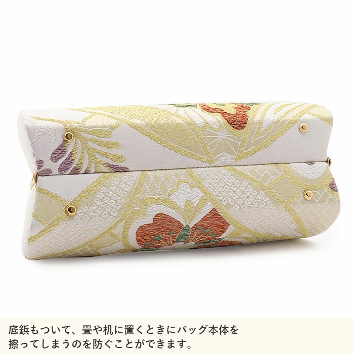振袖草履バッグセット成人式草履バッグセット振袖用紗織沙織Sサイズ小さいサイズホワイトゴールド西陣織正絹帯地花菱1の3枚芯日本製パールトーン加工抗菌防臭痛くない振袖卒業袴振り袖ママ振おしゃれはたちぞうり草履草履バック草履バッグfs