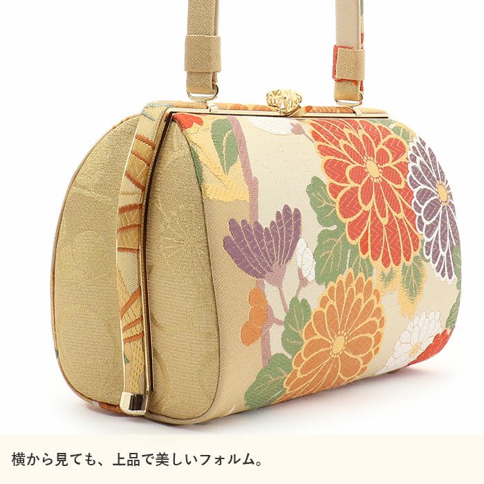 振袖草履バッグセット成人式草履バッグセット振袖用紗織沙織Mサイズゴールド金西陣織正絹帯地万寿菊菊花文1の3枚芯日本製パールトーン加工抗菌防臭痛くない振袖卒業袴振り袖ママ振おしゃれはたちぞうり草履草履バック草履バッグfs