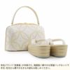 草履バッグセット留袖用訪問着用草履バッグ世美庵Lサイズ金ゴールド水色白花七宝菊七宝帯地3枚芯日本製優花緒痛くない色留袖礼装用準礼装フォーマルセミフォーマル振袖結婚式ぞうり草履草履バック草履バックセット着物
