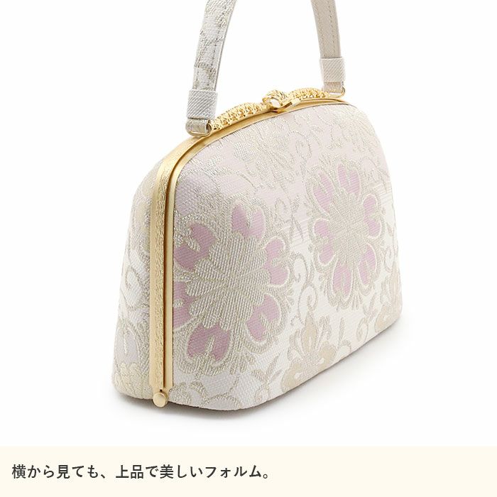 草履バッグセット留袖用訪問着用草履バッグ世美庵Lサイズ紫シルバーシャンパンゴールド花紋蔓草帯地3枚芯日本製優花緒痛くない色留袖礼装用準礼装フォーマルセミフォーマル振袖結婚式ぞうり草履草履バック草履バックセット着物