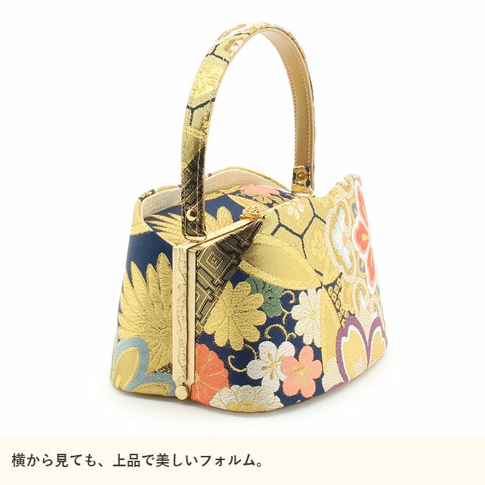 草履バッグセット成人式振袖用成人用世美庵Lサイズ花紋吉祥紋金ゴールド紺振袖用帯地3枚芯優花緒日本製痛くない振袖卒業袴振り袖ママ振おしゃれはたちぞうり草履草履バック草履バッグ着物fs