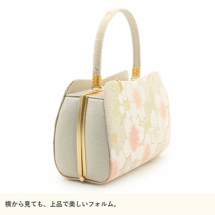 草履バッグセット成人式振袖用成人用準礼装世美庵Lサイズ桜クリーム白金シャンパンゴールド振袖用帯地3枚芯優花緒日本製痛くない振袖卒業袴振り袖ママ振訪問着おしゃれはたちぞうり草履草履バック草履バッグ着物fs