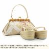 草履バッグセット成人式振袖用成人用世美庵Lサイズ百合ダマスクベージュホワイト金振袖用帯地バンブー飾り竹がま口3枚芯優花緒日本製痛くない振袖卒業袴振り袖ママ振おしゃれはたちぞうり草履草履バック草履バッグ着物fs