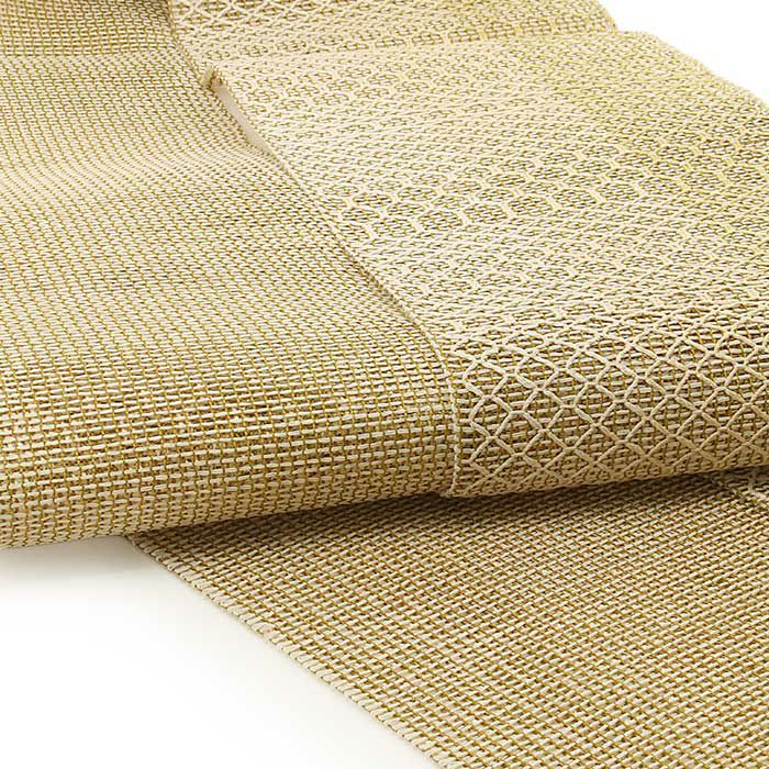 手織り絹麻ぼかし夏帯半幅帯帯半巾帯普段用グレーピンクブルーイエローグリーン灰桃水色黄緑カジュアル長尺日本製絹麻縞