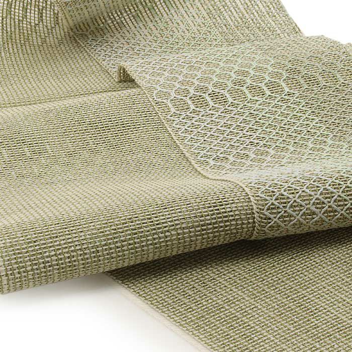 手織り絹麻ぼかし夏帯半幅帯帯半巾帯普段用グレーピンクブルーイエローグリーン灰桃水色黄緑カジュアル長尺日本製絹麻縞