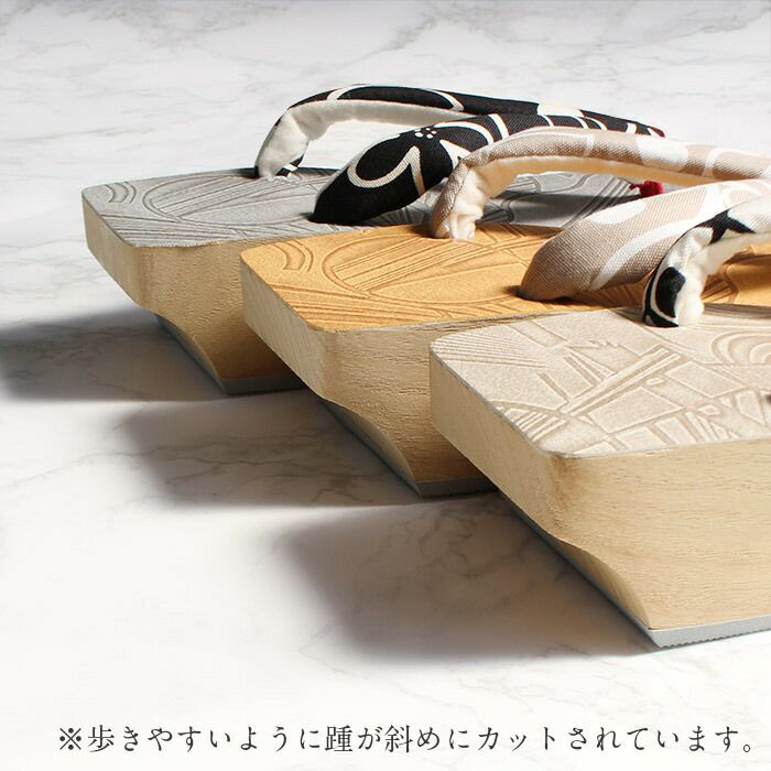 下駄レディース浴衣用ゆかた用白木台黄土グレーベージュフリーサイズ全3色桐下駄幾何学花柄彩小径IROKOMICHI鼻緒太め四角スクエア高級桐下駄日本製女性女性用げた軽い綿鼻緒ML薄灰白薄茶かわいいおしゃれモダン残暑fs