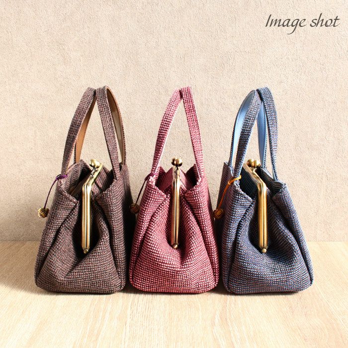 バッグお洒落バッグがま口バッグ着物和装洋装レディース単品カジュアル用秋冬彩小径赤黒灰紺緑ピンク青ベージュ茶焦茶10色展開軽い日本製起毛普段カジュアルバッグ秋冬用レトロ可愛いfs