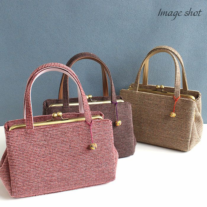 バッグお洒落バッグがま口バッグ着物和装洋装レディース単品カジュアル用秋冬彩小径赤黒灰紺緑ピンク青ベージュ茶焦茶10色展開軽い日本製起毛普段カジュアルバッグ秋冬用レトロ可愛いfs