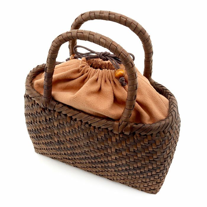 胡桃かごバッグくるみかごバッグ内布あり網代編み大人カゴバッグ持ち手ハンドバッグ軽い弾力しなやかきもの着物浴衣和装上品籠バッグかばんハンドバッグレディースナチュラル素材かごバッグ夏バッグトートバッグおしゃれfs