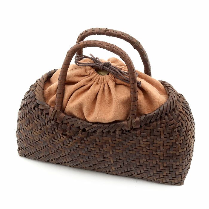 胡桃かごバッグくるみかごバッグ内布あり網代編み大人カゴバッグ持ち手ハンドバッグ軽い弾力しなやかきもの着物浴衣和装上品籠バッグかばんハンドバッグレディースナチュラル素材かごバッグ夏バッグトートバッグおしゃれfs