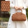 山葡萄かごバッグ山葡萄かごバッグ巾着月型六角花編み大人ブラウンカゴバッグやまぶどう山ぶどう持ち手ハンドバッグきもの着物浴衣和装上品かご巾着籠バッグかばんレディースナチュラル素材かごバッグ夏バッグトートバッグおしゃれfs