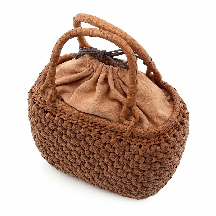 山葡萄かごバッグ山葡萄かごバッグ巾着六角花編み大人ブラウンカゴバッグやまぶどう山ぶどう持ち手ハンドバッグきもの着物浴衣和装上品かご巾着籠バッグかばんレディースナチュラル素材かごバッグ夏バッグトートバッグおしゃれfs