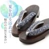 下駄レディース浴衣用ゆかた用Kissteオリジナル焦げ茶台白茶紺紺菊リーフ涼羽葉ネイビーブロッサム浅紺花花柄S/F/LLサイズフリーLサイズ鼻緒太め右近下駄桐下駄女性女性用げたキステオリジナル小さい大きいフラワー