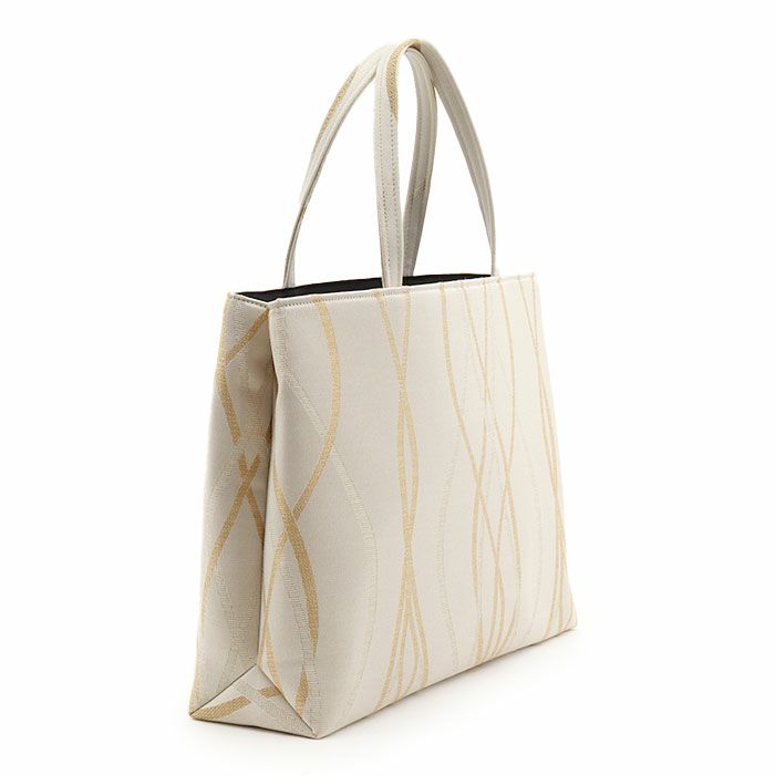 バッグお洒落バッグ尾州織和装バッグ横長手提げバッグ着物和装洋装和洋兼用レディース単品カジュアル用春夏秋冬通年用アイボリーベージュグリーン全3色ジャガード織立涌軽い日本製普段カジュアルバッグおしゃれオシャレ贈り物ギフトfs