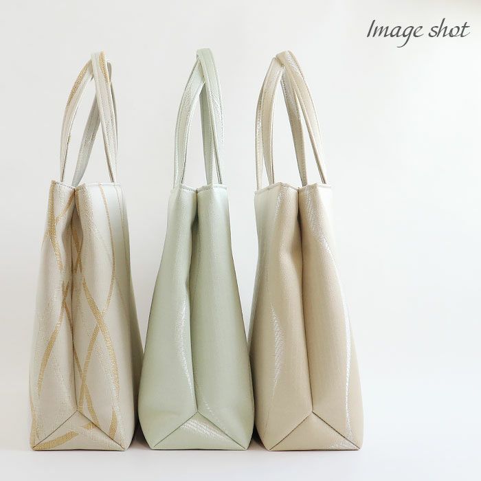 バッグお洒落バッグ尾州織和装バッグ横長手提げバッグ着物和装洋装和洋兼用レディース単品カジュアル用春夏秋冬通年用アイボリーベージュグリーン全3色ジャガード織立涌軽い日本製普段カジュアルバッグおしゃれオシャレ贈り物ギフトfs
