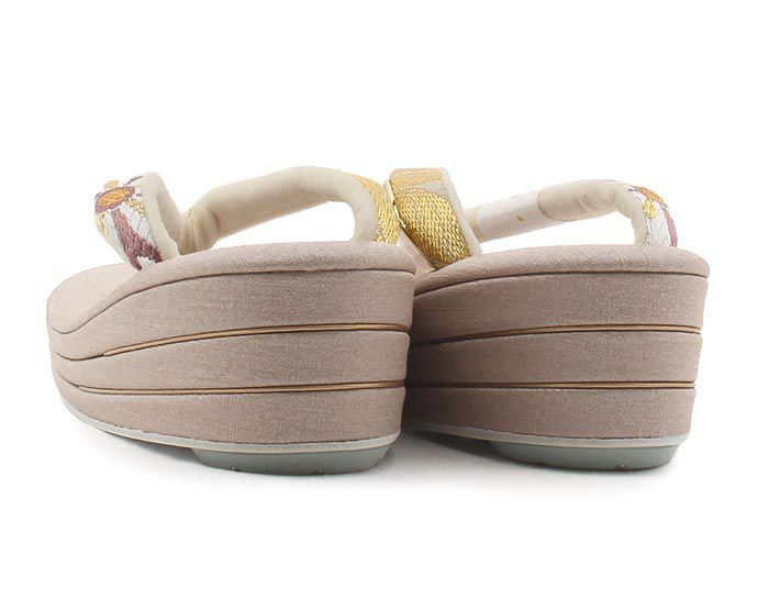 振袖草履成人式草履振袖ぞうり成人用レディース世美庵Lサイズピンクベージュ渋桃華紋正絹帯地合皮紬風3枚芯日本製優花緒痛くない歩きやすい女性振袖卒業袴振り袖ママ振おしゃれはたち結婚式ぞうり草履fs