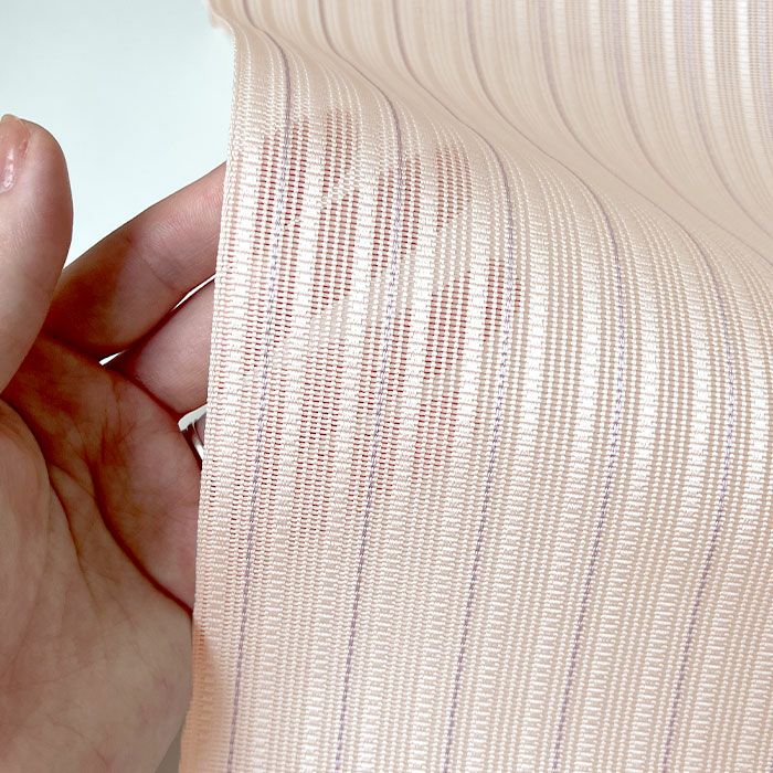 夏帯八寸名古屋帯ベージュピンク縞に流水正絹紗窓本場筑前博多織福絖織物仕立て上がり【帯夏夏用紗夏名古屋帯夏八寸帯袋名古屋帯夏着物単衣薄物訪問着付け下げ小紋紬